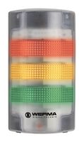 WERMA 69120055 Signal Tower, LED, 3 Tiers, Green/Red/Yellow, Blinking/Continuous, 8 Tone, 80 dBA, 24 VDC, IP65
