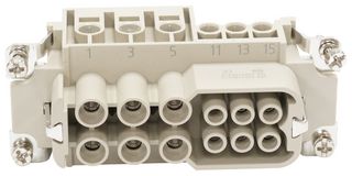 MULTICOMP PRO MP009608 Heavy Duty Connector, Combination, 40A/16A, MP-HK INSERTS, Insert, 12+PE Contacts, 16B, Receptacle