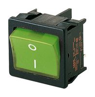MARQUARDT 1805.7118 Rocker Switch, On-Off, DPST, Illuminated, Panel Mount, Green, 1800 Series