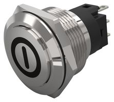EAO 82-6161.1000.B001 Vandal Resistant Switch, On/Off, 82 Series, 22 mm, SPDT, Momentary, Round Raised Flat Flush