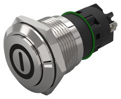 EAO 82-5162.1000.B001 Vandal Resistant Switch, On/Off, 82 Series, 19 mm, SPDT, Momentary, Round Raised Flat Flush