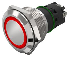 EAO 82-6552.2114 Vandal Resistant Switch, 82 Series, 22 mm, SPDT, Maintained, Round Flat Flush, Natural