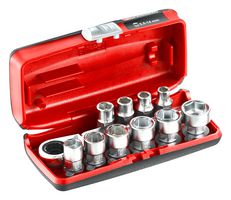FACOM RXPICOPB Socket Set, 10 x 1/4" Metric, 6 Point, 5.5/6/7/8/9/10/11/12/13/14mm R.HX Hex Sockets, R.180H Ratchet