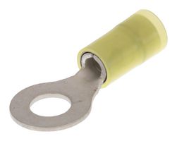 MOLEX 19073-0188 Ring Tongue Terminal, M6, 1/4", 10 AWG, 6 mm², Avikrimp 19073 Series, Yellow