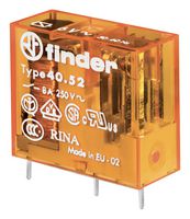 FINDER 40.52.8.230.4000 Power Relay, DPDT, 230 VAC, 8 A, 40 SERIES, Socket, Non Latching
