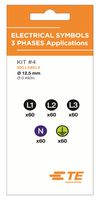 TE CONNECTIVITY 2404100-1 Label, Die-Cut, 12.5 mm, PVC, L1, L2, L3, N, Earth Ground (Symbol)