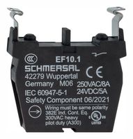 SCHMERSAL 101006535 Contact Block, Screw, 1 Pole, 8 A, 230 V, Schmersal Command & Signalling Devices, 24 V