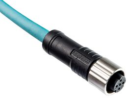 AMPHENOL LTW ASD-02BFFM-QL8P01 Circular Cable Assembly, Circular Receptacle to Free End, 2 Ways, 3.3 ft, 1 m, Green