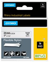 DYMO 1734524 Label Tape, Flexible, Nylon, 24mm x 3.5m, Black on White