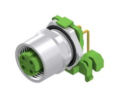 AMPHENOL CONEC 43-01229 Sensor Connector, M12, Female, 4 Positions, PCB Socket, Right Angle Panel Mount