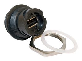 AMPHENOL CONEC 17-200161 USB Adapter, w/ Cover, USB Type A Receptacle, USB Type A Receptacle, USB 2.0, IP67, Copper Alloy