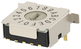 TE CONNECTIVITY - ALCOSWITCH MRSSH4DC16SMGWTR Rotary Coded Switch, Horizontal, MRSS Series, Surface Mount, 16 Position, 20 V