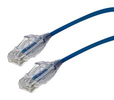 VIDEK 2994-0.5B Ethernet Cable, Slim, Cat6, RJ45 Plug to RJ45 Plug, UTP (Unshielded Twisted Pair), Blue, 500 mm