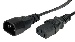 ROLINE 19.08.1505 Mains Power Cord, IEC 60320 C14 to IEC 60320 C13, 500 mm, 10 A, 250 VAC, Black