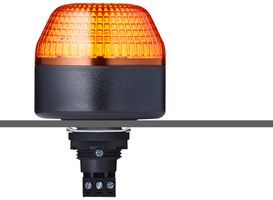 AUER SIGNAL 802501405 Beacon, Flashing / Steady, Orange, 24 V, IP65, 56 mm H, 65 mm Lens, IBL M22 Series