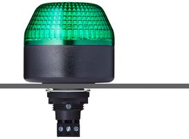 AUER SIGNAL 802506405 Beacon, Flashing / Steady, Green, 24 V, IP65, 56 mm H, 65 mm Lens, IBL M22 Series