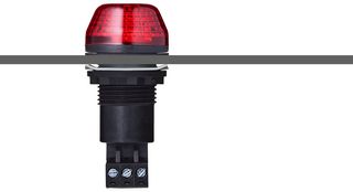 AUER SIGNAL 800502313 Beacon, Flashing / Steady, Red, 240 VAC, IP65, 18 mm H, 30 mm Lens, IBS M22 Series