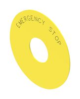 EAO 45-50J.140S Legend Plate, 45 Series Emergency Stop Switches, 75 mm, Yellow, Plastic, 45 Series