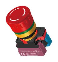 MULTICOMP PRO MP-AP2E-BTE02R Emergency Stop Switch, Red, DPST-NC, Rotate Release, Quick Connect, 10 A, 120 V, 24 V