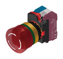MULTICOMP PRO MP-AP2E-LVE204Q4R Emergency Stop Switch, LED 24V, Red, 3PST-NC, Pull/Turn to Reset, Quick Connect, 10 A, 120 V, 24 V