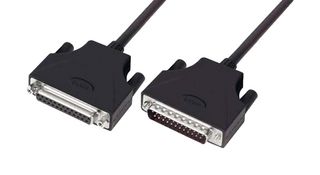 L-COM CSMUZ25MF-10 Computer Cable, D Subminiature Plug, 25 Way, D Subminiature Socket, 25 Way, 10 ft, 3.05 m, Black
