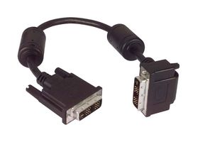 L-COM DVIDS-RA-1M Audio / Video Cable Assembly, DVI-D (Single Link) Plug, 90°, DVI-D (Single Link) Plug, 3.3 ft