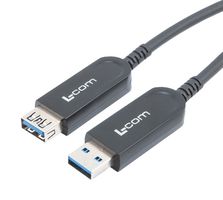 L-COM AOC-U30AMAF-V0S-010 USB Cable, Type A Plug to Type A Receptacle, 10 m, 32.8 ft, USB 3.0, Black