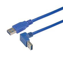 L-COM CA3A-90UA-5M USB Cable, Type A Plug to 90° Type A Plug, 5 m, 16.4 ft, USB 3.0, Blue