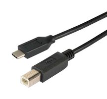 L-COM CAU2CB-1M USB Cable, Type B Plug to Type C Plug, 1 m, 3.3 ft, USB 2.0, Black