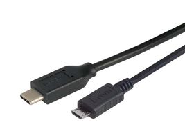 L-COM CAU2CMICB-2M USB Cable, Type C Plug to Micro Type B Plug, 2 m, 6.6 ft, USB 2.0, Black