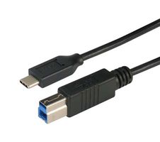 L-COM CAU31CB-03M USB Cable, Type B Plug to Type C Plug, 300 mm, 11.8 ft, USB 3.0, Black