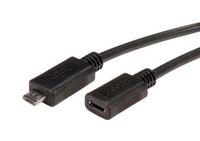 L-COM CSMUMICBX-2M USB Cable, Micro Type B Plug to Micro Type B Receptacle, 2 m, 6.6 ft, USB 2.0, Black