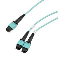 L-COM MPF24-MPF212OM4R-10 Fibre Optic Cable, OM4 Multimode, 50µm/125µm, 24 Fibres, MPO Jack to 2x MPO Jack, 10m