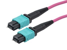 L-COM MPMM12OM4BR-10 Fibre Optic Cable, Multimode, 12 Fibres, 50µm/125µmDia, MPO-MPO Plug, 10m