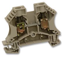 WEIDMULLER 102030 WDU10 DIN Rail Mount Terminal Block, 2 Ways, 18 AWG, 6 AWG, 16 mm², Screw, 57 A
