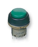 ITW SWITCHES 76-9420/439088G Industrial Pushbutton Switch, 76-94 Series, 22.5 mm, SPDT-DB, Round Raised, Green