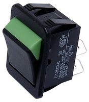 ARCOLECTRIC / BULGIN LIMITED C1350XB BLK/GRN Rocker Switch, Off-On, DPST, Non Illuminated, Panel Mount, Black, Green, 1350 Series
