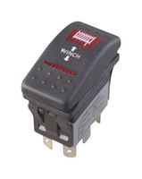 MULTICOMP PRO MP-264E4W-1ABD Rocker Switch, 12VDC LED, IP67, (On)-Off-(On), DPDT, Illuminated, Panel Mount, Black