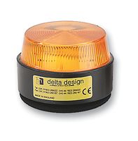 DELTA DESIGN 41205201 Beacon, Xenon, Orange, Flashing, 1W, 100VDC, 72VAC, IP67, 115mm Dia., 44mm Height