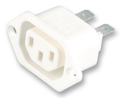 BULGIN LIMITED PX0675/63/WH IEC Power Connector, IEC C13 Outlet, 10 A, 250 VAC, Quick Connect, Snap-In, Flange Mount