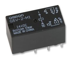 OMRON ELECTRONIC COMPONENTS G5V-2-H1 DC24 Signal Relay, 24 VDC, DPDT, 1 A, G5V-2 Series, Through Hole, Non Latching