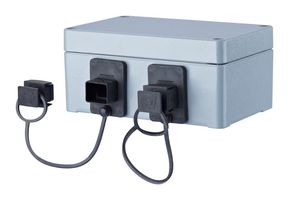 METZ CONNECT 1401040620ME Wall Outlet, V4 Interface, Grey, Aluminium, Straight Plug, Surface Mount, 2 Port, IP67