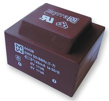 MYRRA 44443 PCB Transformer, EI 60, Encapsulated Safety Isolating, 230V, 2 x 24V, 22 VA, 50Hz / 60Hz