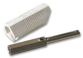 DELTRON COMPONENTS 553-0600-01 Banana Test Connector, 4mm, Stackable, Plug, Cable Mount, 16 A, 50 V, Nickel Plated Contacts, White
