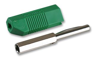 DELTRON COMPONENTS 553-0400-01 Banana Test Connector, 4mm, Stackable, Plug, Cable Mount, 16 A, 50 V, Nickel Plated Contacts, Green