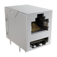 AMPHENOL COMMUNICATIONS SOLUTIONS RJE36188220H Modular Connector, RJ45 Jack with HDMI, 2 x 1 (Stacked), 8P8C, Cat3, Cat5, Through Hole Mount