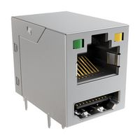 AMPHENOL COMMUNICATIONS SOLUTIONS RJE36188224H Modular Connector, RJ45 Jack with HDMI, 2 x 1 (Stacked), 8P8C, Cat3, Cat5, Through Hole Mount