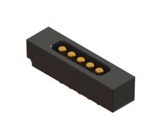 EDAC 686B0521410117E Magnetic Connector, 5 Contacts, Receptacle, Straight, 1.8 mm, 2 A, Black