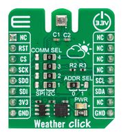 MIKROELEKTRONIKA MIKROE-5761 Add-On Board, Weather Click, BME280, Humidity And Pressure Sensor, I2C, SPI, 3.3V in