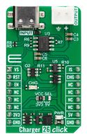 MIKROELEKTRONIKA MIKROE-5882 Add-On Board, Charger 26 Click, MAX1811, Battery Charger, GPIO, 3.3V/5V in